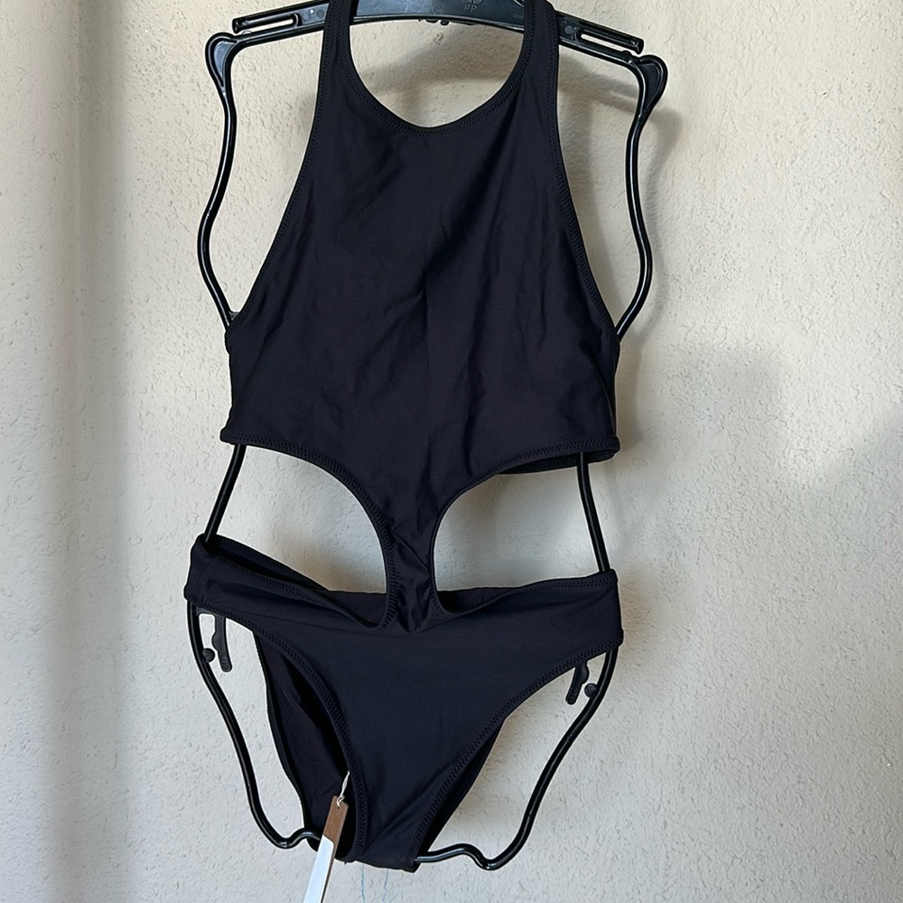 Skims Recycled Swim‎ Halter Monokini OP-BRF-4838 Black Size XS Women’s NWT